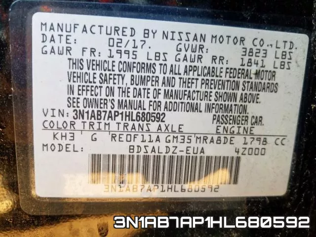 3N1AB7AP1HL680592 фото 2