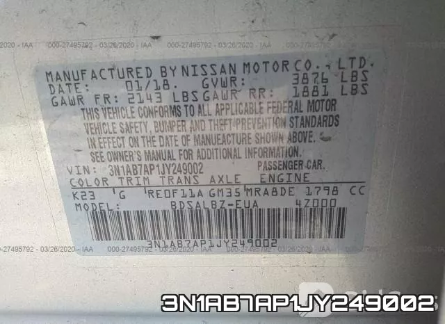 3N1AB7AP1JY249002 фото 10