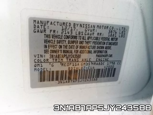 3N1AB7AP5JY243588 фото 2