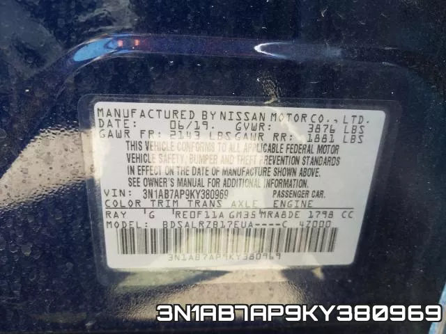 3N1AB7AP9KY380969 фото 2