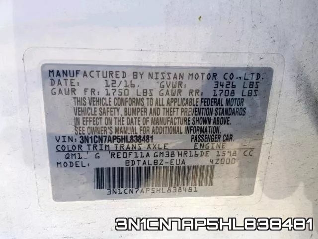 3N1CN7AP5HL838481 фото 2