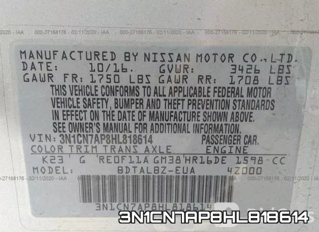 3N1CN7AP8HL818614 фото 10