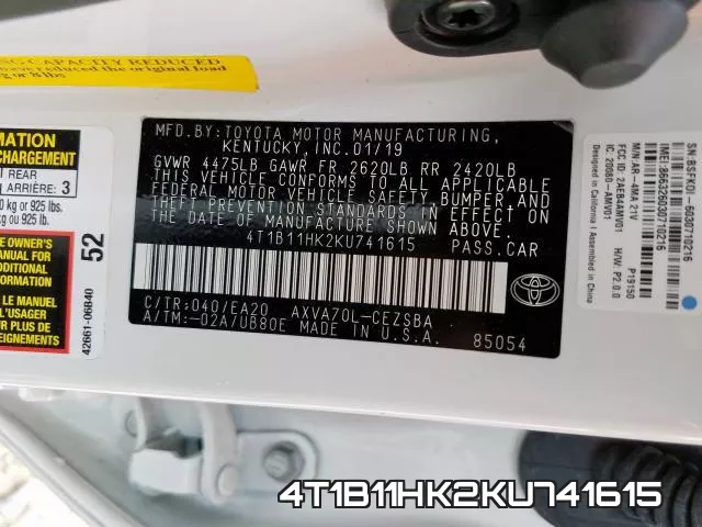 4T1B11HK2KU741615 фото 2