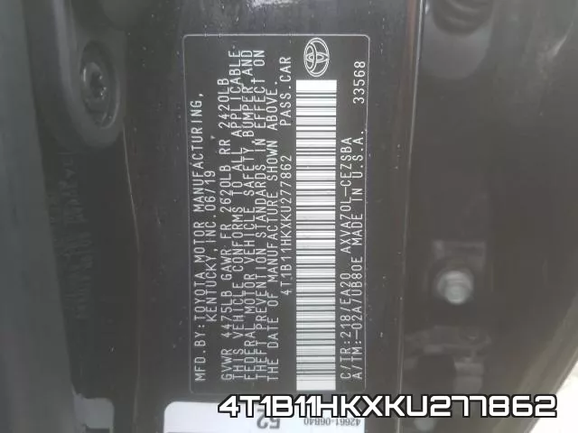 4T1B11HKXKU277862 фото 2