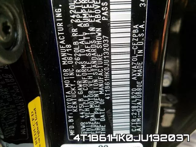 4T1B61HK0JU132037 фото 2