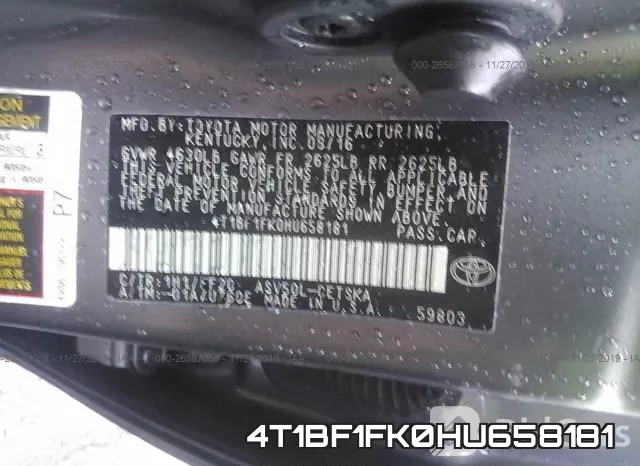 4T1BF1FK0HU658181 фото 10