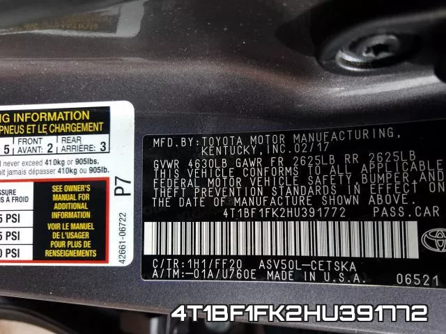 4T1BF1FK2HU391772 фото 2