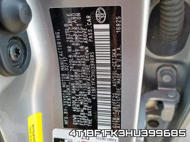 4T1BF1FK3HU399685 фото 2