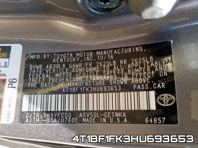 4T1BF1FK3HU693653 фото 2