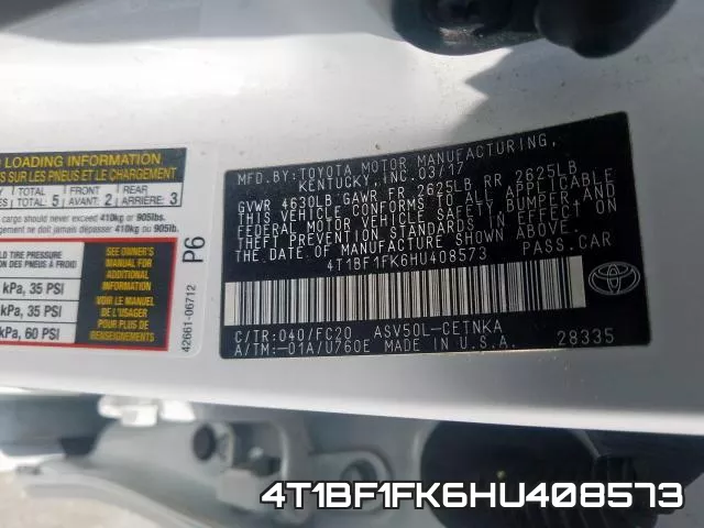 4T1BF1FK6HU408573 фото 2