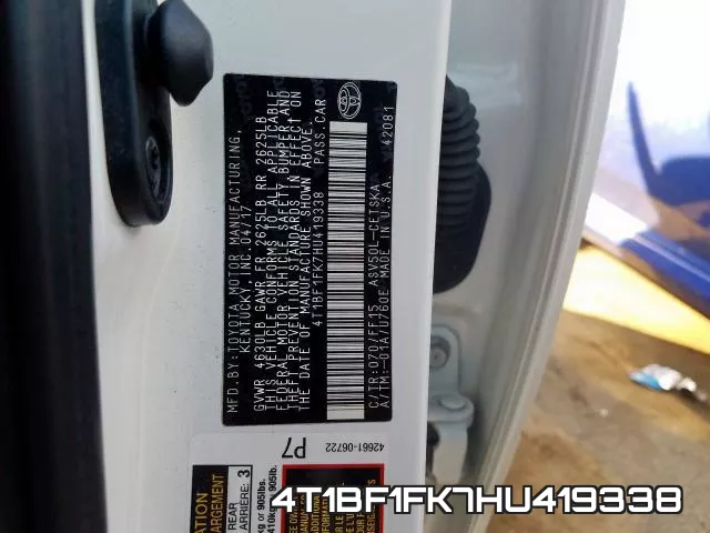 4T1BF1FK7HU419338 фото 2