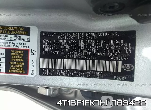 4T1BF1FK7HU783422 фото 10