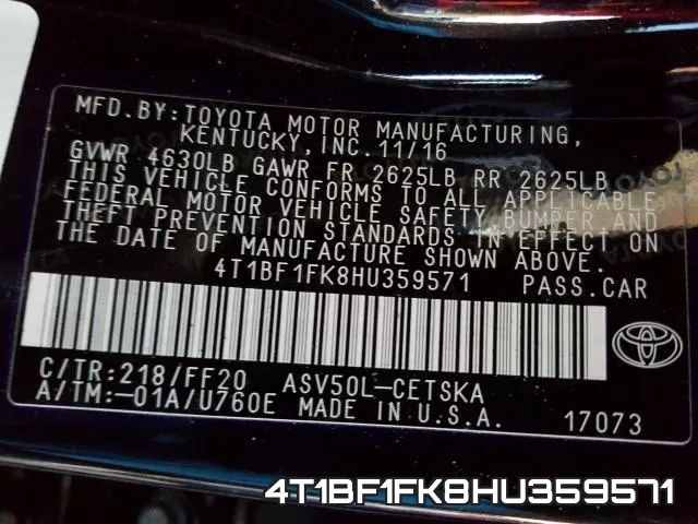 4T1BF1FK8HU359571 фото 2