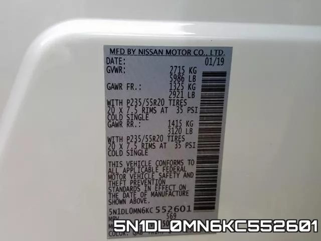 5N1DL0MN6KC552601 фото 2