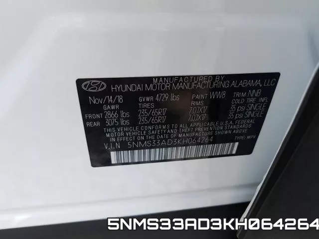 5NMS33AD3KH064264 фото 2
