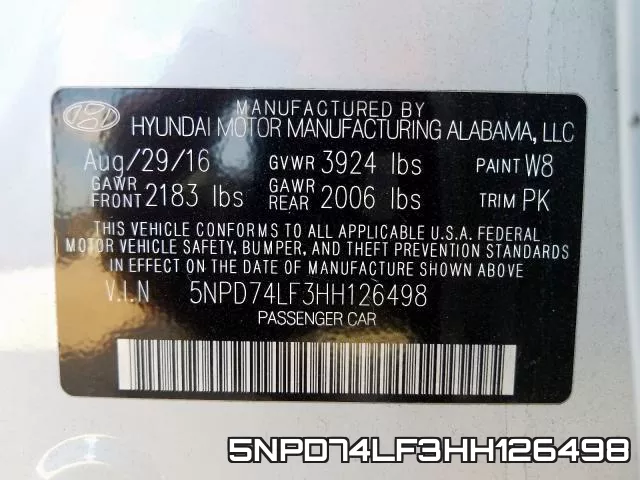 5NPD74LF3HH126498 фото 2