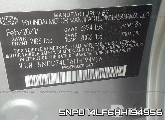 5NPD74LF6HH194956 фото 10