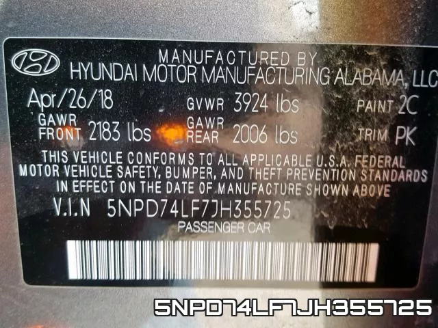 5NPD74LF7JH355725 фото 2