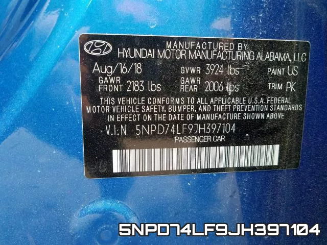 5NPD74LF9JH397104 фото 2