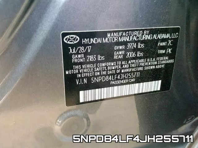 5NPD84LF4JH255711 фото 2