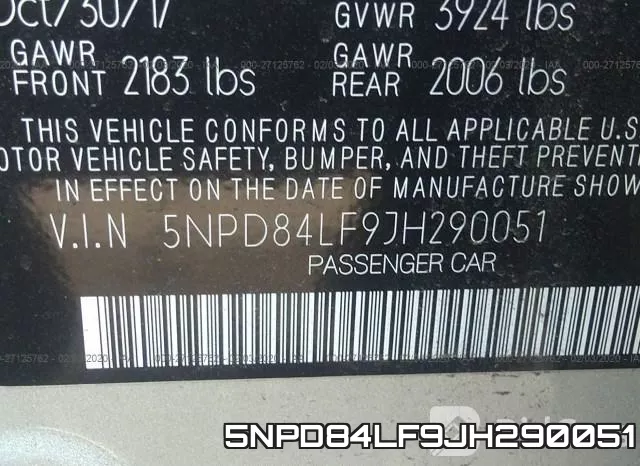 5NPD84LF9JH290051 фото 10