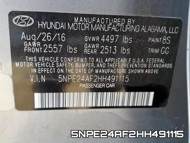 5NPE24AF2HH491115 фото 2