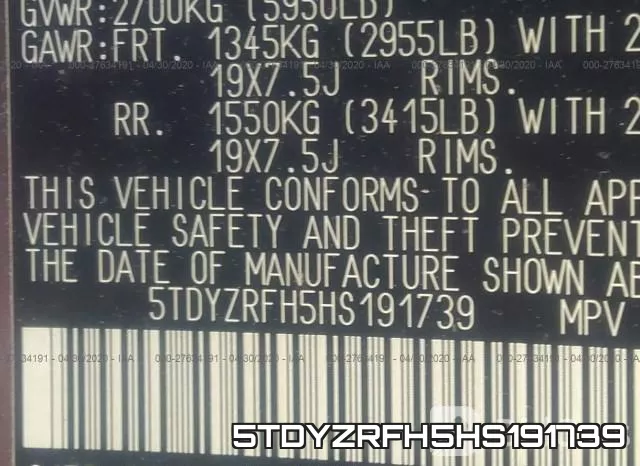 5TDYZRFH5HS191739 фото 10