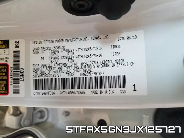 5TFAX5GN3JX125727 фото 2