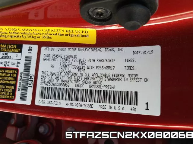 5TFAZ5CN2KX080068 фото 2