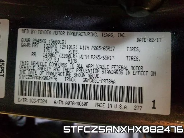 5TFCZ5ANXHX082476 фото 2