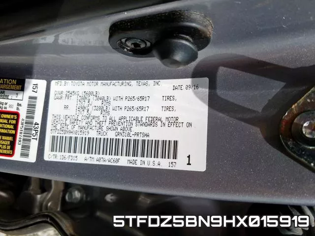 5TFDZ5BN9HX015919 фото 2