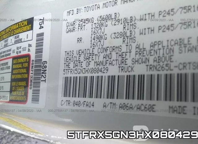 5TFRX5GN3HX080429 фото 10