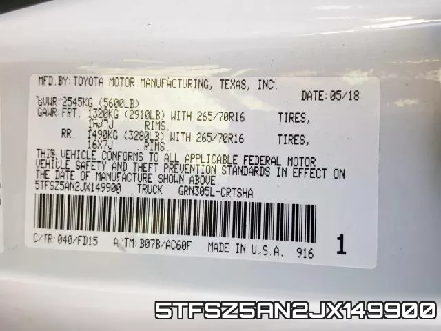 5TFSZ5AN2JX149900 фото 2