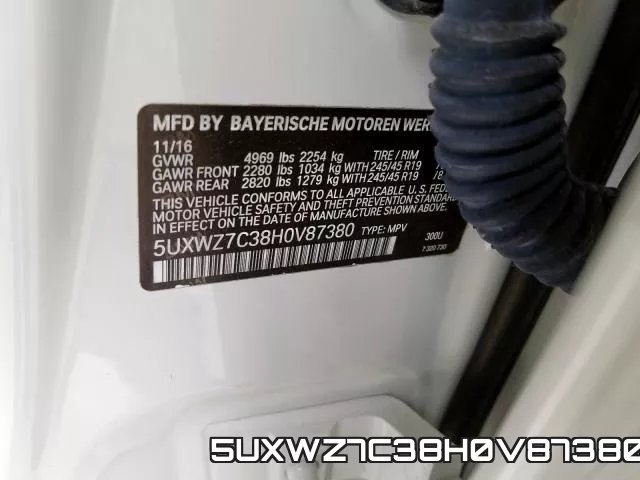 5UXWZ7C38H0V87380 фото 2