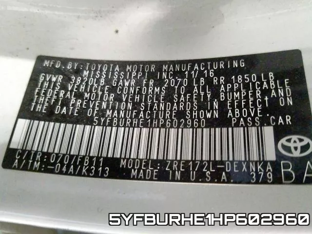 5YFBURHE1HP602960 фото 2