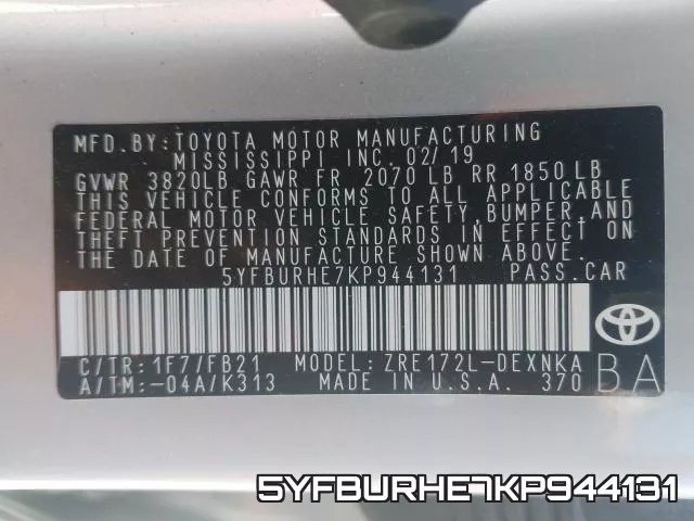 5YFBURHE7KP944131 фото 2