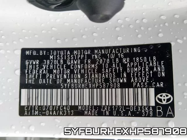5YFBURHEXHP587908 фото 2