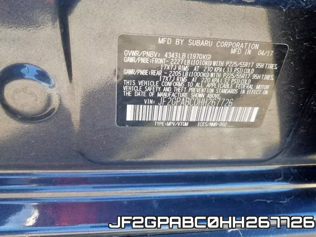 JF2GPABC0HH267726 фото 2
