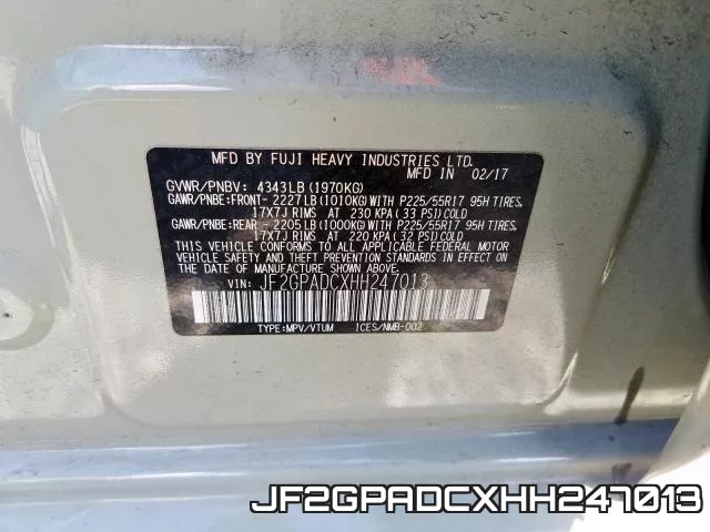 JF2GPADCXHH247013 фото 2