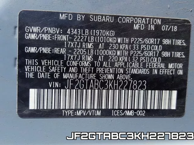 JF2GTABC3KH227823 фото 2