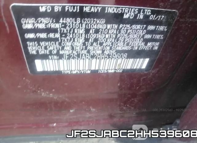 JF2SJABC2HH539608 фото 10