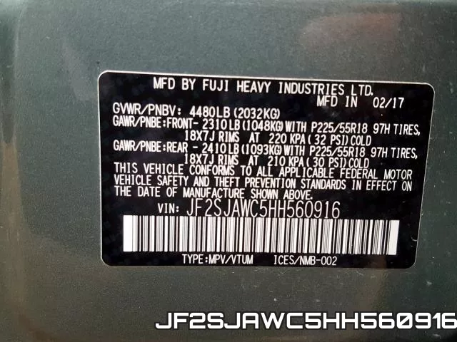 JF2SJAWC5HH560916 фото 2