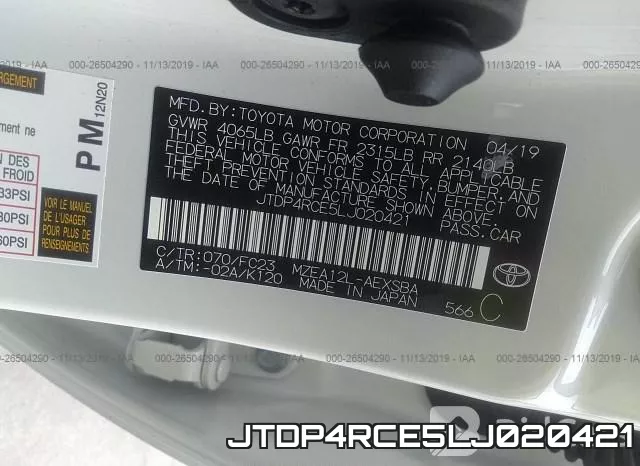 JTDP4RCE5LJ020421 фото 10