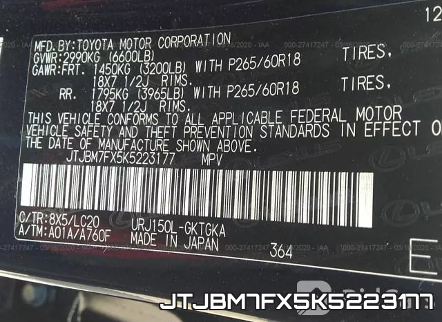 JTJBM7FX5K5223177 фото 10