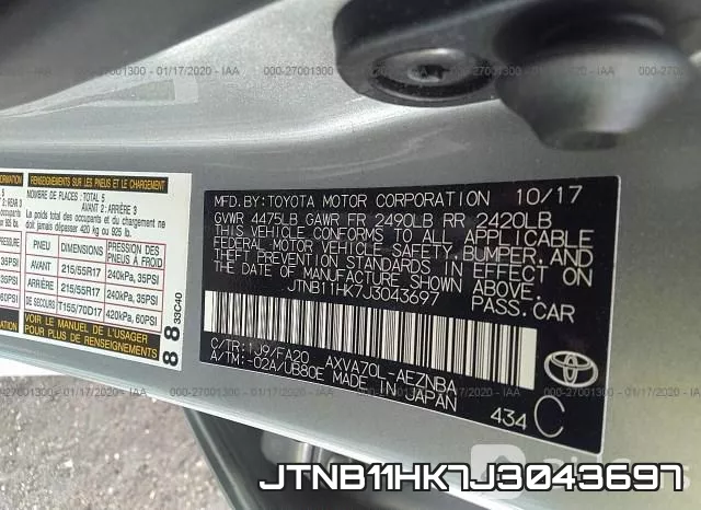 JTNB11HK7J3043697 фото 10