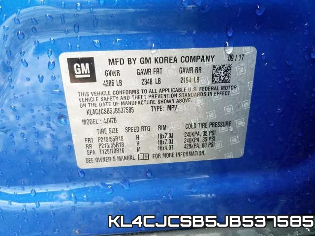 KL4CJCSB5JB537585 фото 2