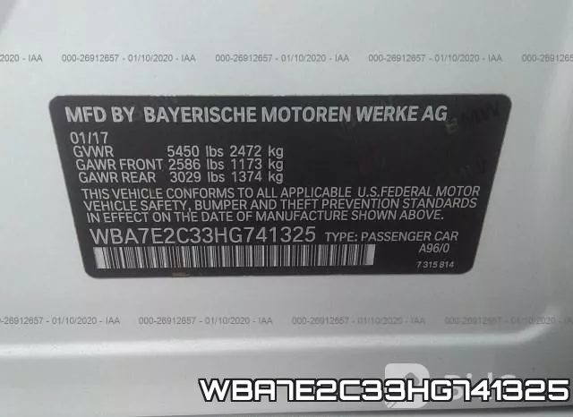 WBA7E2C33HG741325 фото 10