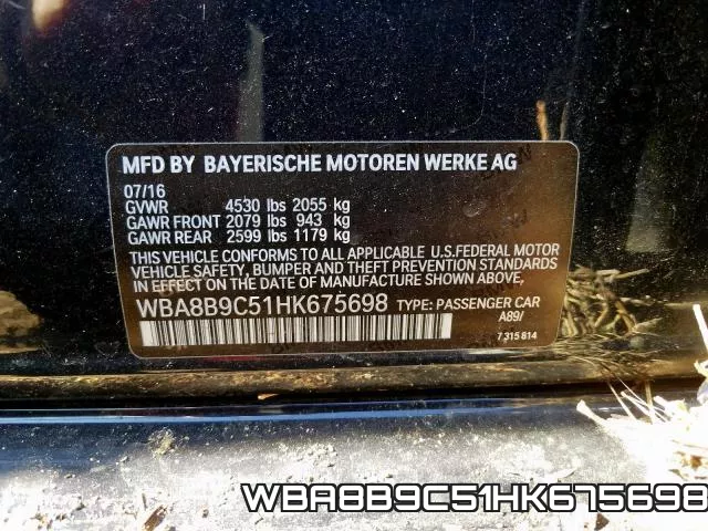 WBA8B9C51HK675698 фото 2