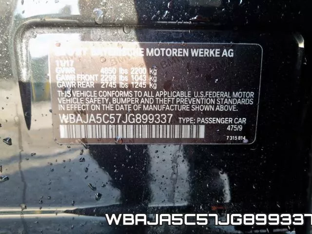 WBAJA5C57JG899337 фото 2