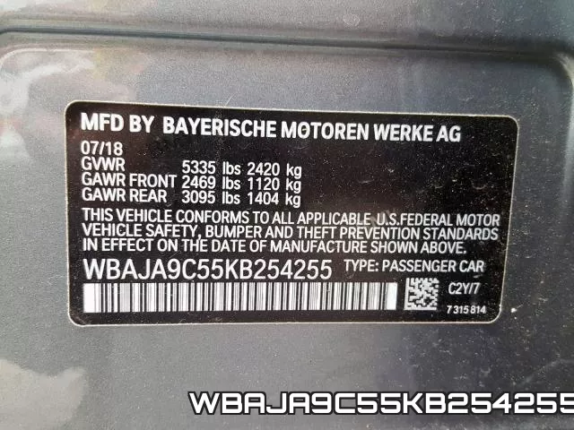 WBAJA9C55KB254255 фото 2